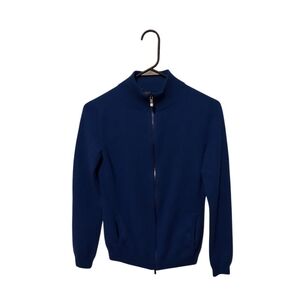 Gobi Mongolian Cashmere Blue Sweater M Full Zip Preppy Old Money Quiet Luxury